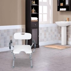 Adjustable Portable Bath Shower Chair with Arms & Backrest – 250 lb Capacity