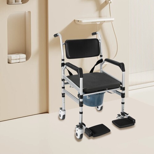 Shower Chair Height Adjustable Freestanding Folding Shower Chair w/ Bidet 160kg