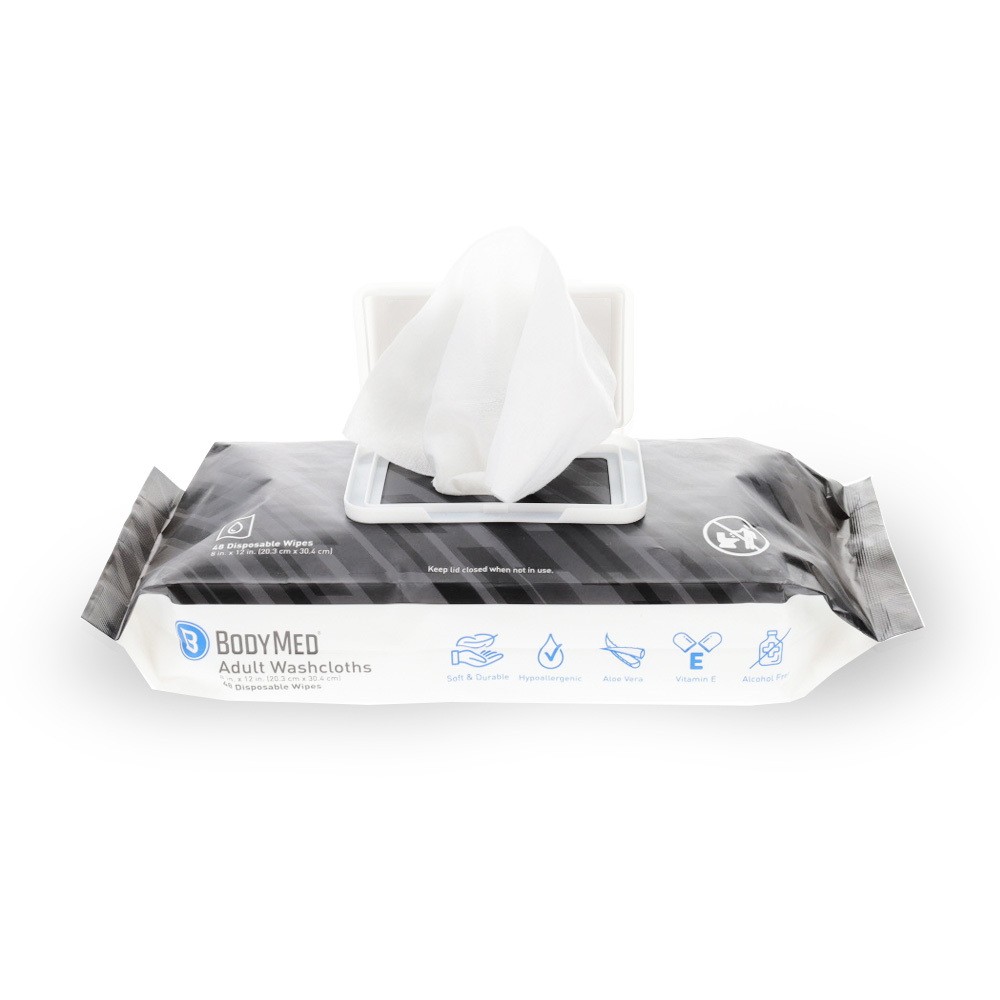 BodyMed Adult Disposable Incontinence Wipes, 48 Wipes/Pack – Pre-Moistened &