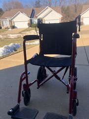 Medline MDS808200F3R 19in. Ultralight Transport Wheelchair – Red