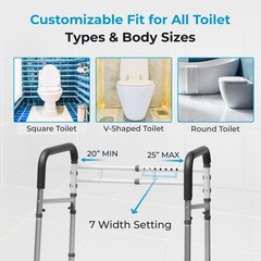 Toilet Safety Rails with Handles – Adjustable Toilet Safety Frame for Seni