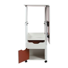 Movable Bedside Table Overbed Table w/ Wheels Adjustable Over Bed Desk 70-88cm