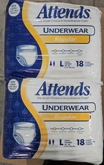 Case of 36 Attends Regular Absorbency Underwear – APV30 Large, 2 Packs of 18