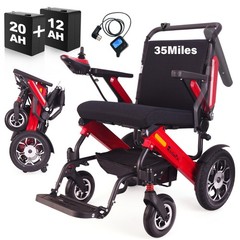 Blue Foldable Electric Wheelchair for Adult, 35Miles Travel Distance, 700W Motor