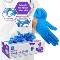 MED PRIDE Nitrile/Vinyl Blend Exam Gloves, Powder-Free, X-Large, Blue