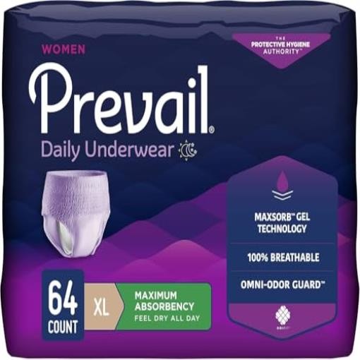 Prevail Proven Women’s Pull-Up Underwear, X-Large, Maximum, 64 Count