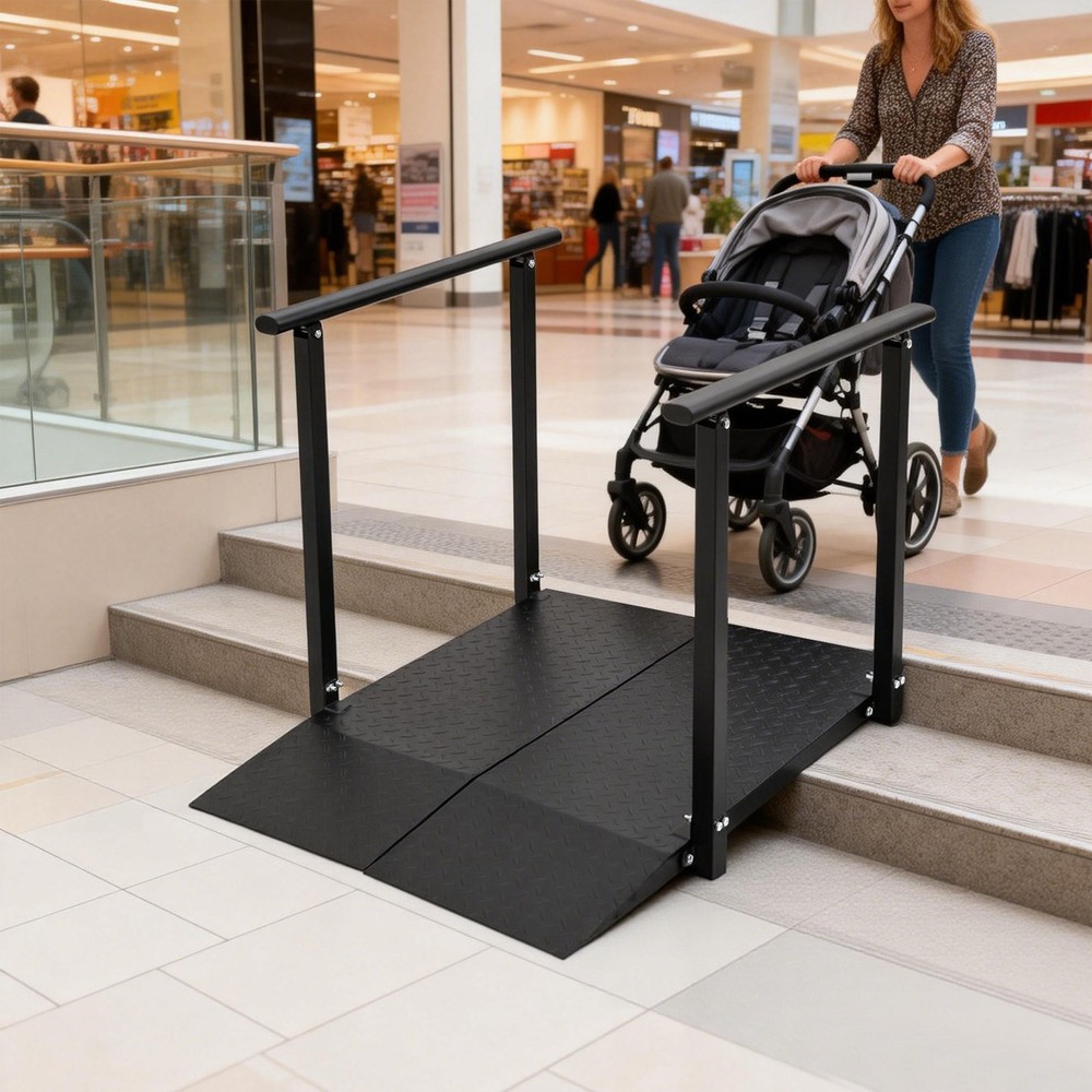 Wheelchair Ramp with Handrails Access Ramp for Home Steps Doorways Curbs Stairs