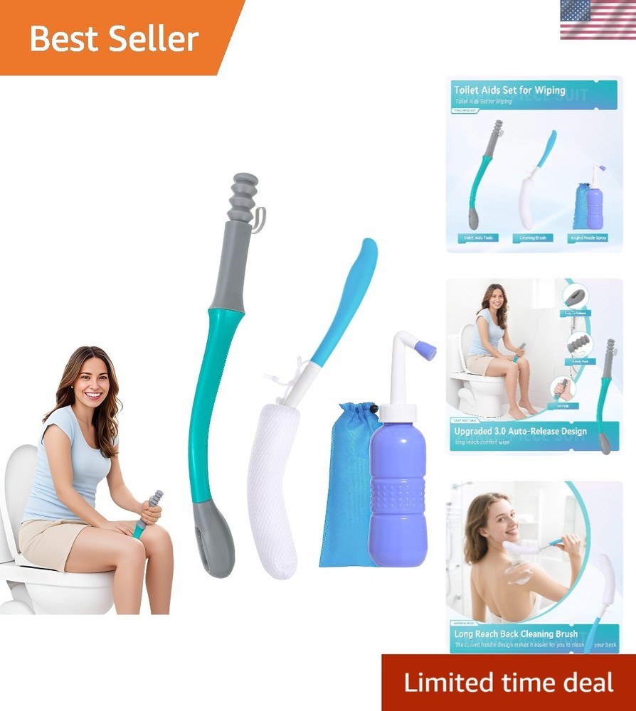 Affordable Personal Hygiene Kit: Long Handle Wiper & Curved Brush for Easy Use