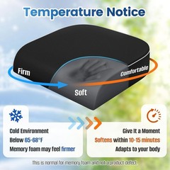 Ergonomic Black Memory Foam Cushion with Removable Cover for Office & Travel