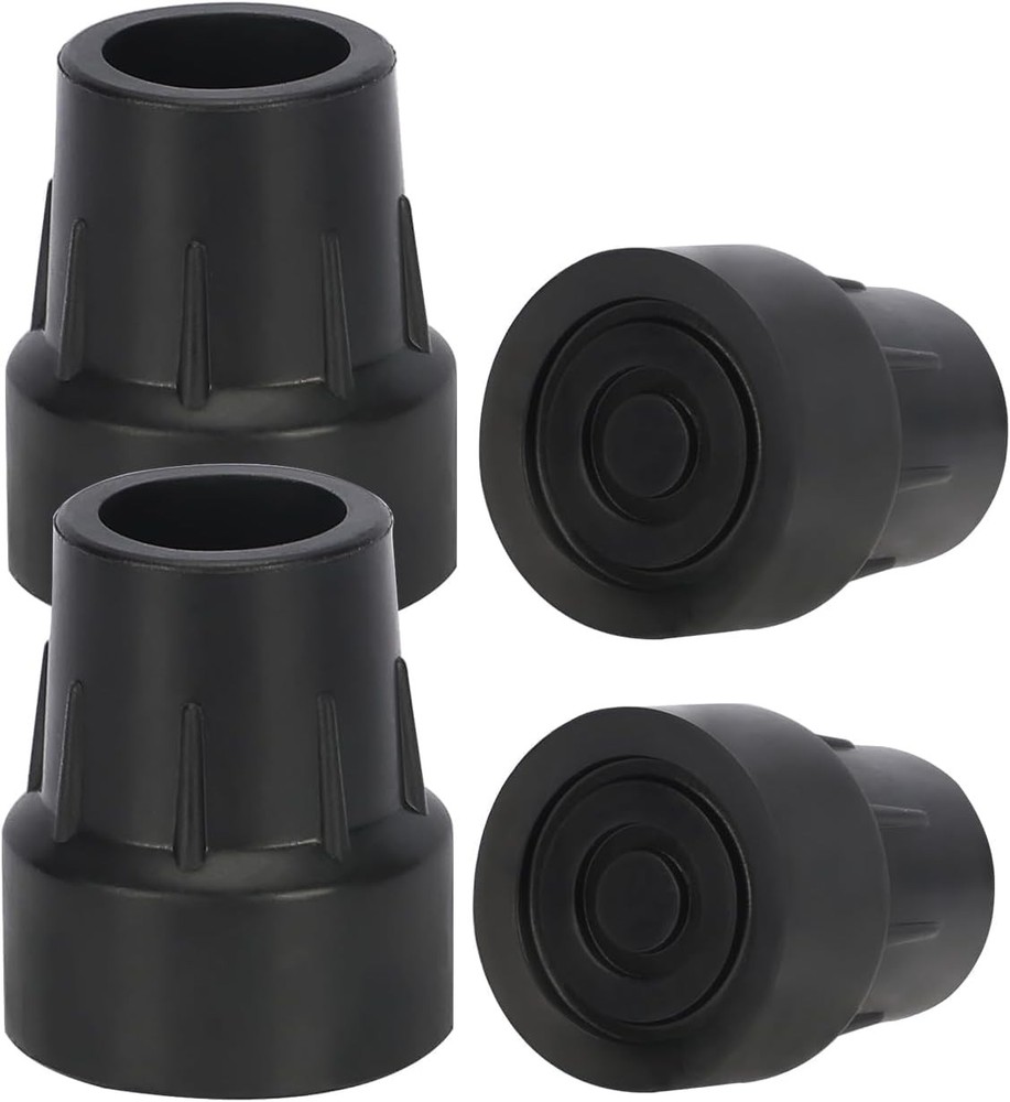 4 Pack 1″ Rubber Cane Tips – Heavy Duty Walker Crutch Feet