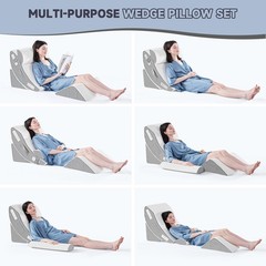 Yojoker 4PCS Orthopedic Bed Wedge Pillow Set for Sleeping, Post 4PCS, White