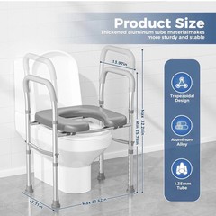 Raised Toilet Seat w/ Handles Adjustable Heavy Duty 400 lb New