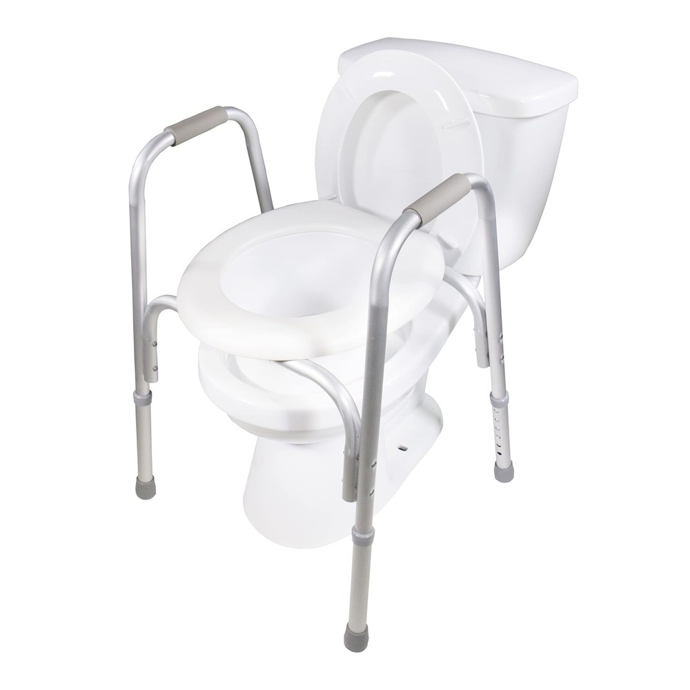 Pcp Raised Toilet Seat And Safety Frame Pre-Assembled Tool Secure Adjustable