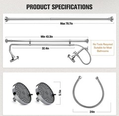 Tandem Shower System for Couples, Dual Shower Head Adjustable Height & 180°