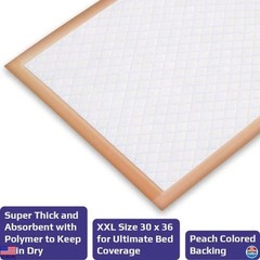 Extra Thick Ultra Absorbent Disposable Underpads XL 30×36, 50 Count, Peach