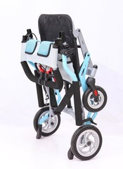 16in Seat Portable Folding Lightweight Transport Wheelchair 8” Rear Wheels