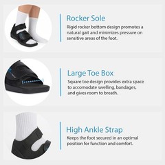Square Toe Medical Post Op Shoe Lightweight Non-Slip Adjustable Orthopedic Large