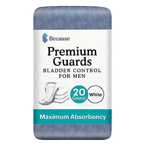 Because Bladder Control Premium Guards for Men 20 ct