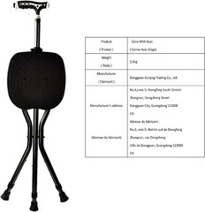 Hold 440 lbs Cane with Seat Combo Aluminum Alloy Portable LED Folding Walking…