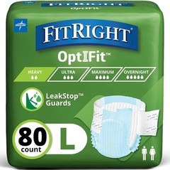FitRight Adult Diapers, Extra+ Heavy Absorbency, L (Waist Size 44in-56in), 80 Co