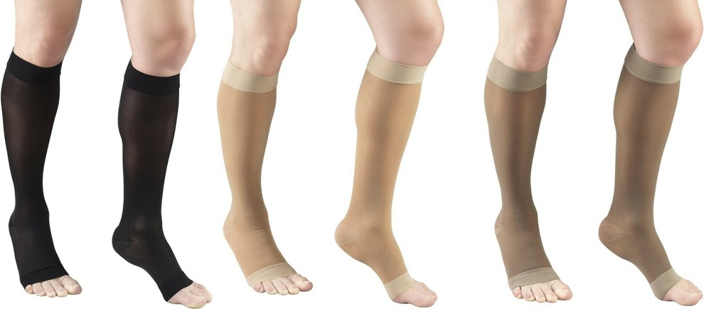 Truform 1772 Compression Stockings Sheer Dress Nylon Open Toe 15-20 mmhg 1x Pair