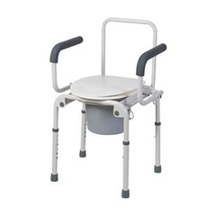 Commode Chair Emergency Toilet Arm Rest Handicapped Bedside Potty Seat Easy Use
