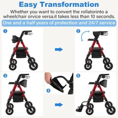 StrollAid Walkers Seniors Rollator Walker w/ Seat 10″ Big Wheels up450lbs S9310