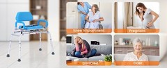 Sliding Shower Chair Tub Transfer Bench with 360° Swivel Seat Adult Elderly NEW