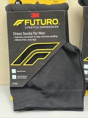2 Pair 3M FUTURO Dress Socks for Men Firm 20-30mmHg (Black) X-Large Compression
