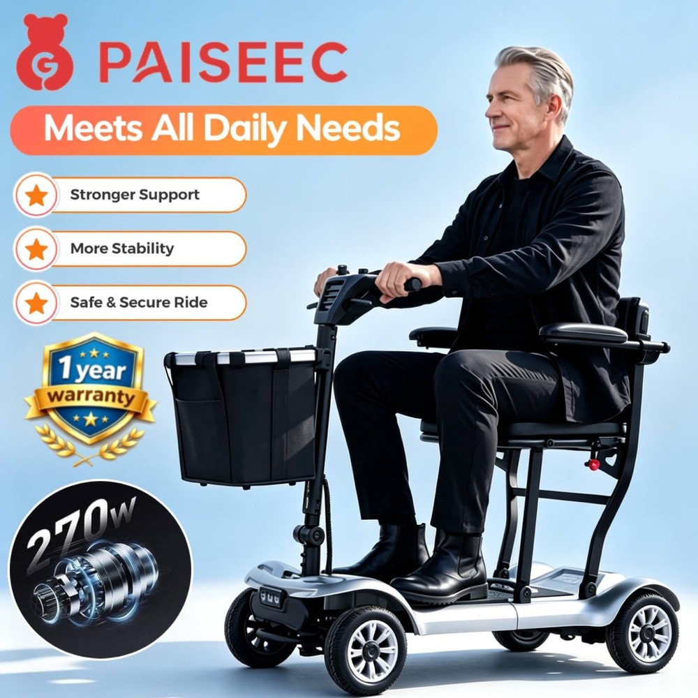 4-Wheel Mobility Scooter for Adults Seniors 18.6 Mile 300lbs Electric Scooter