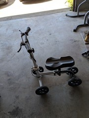 4-Wheel Mobility Knee Walker Scooter with Seat, Metal Frame, Silver/Black