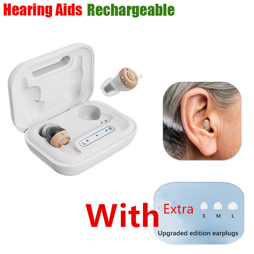 JINGHAO Pair Hearing Aids Rechargable In Ear Hearing Amplifier 16H Working Time