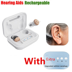 JINGHAO Pair Hearing Aids Rechargable In Ear Hearing Amplifier 16H Working Time