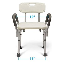 Medline Shower and Bath Chair with Back and Armrests for Elderly, 13.5-in Seat
