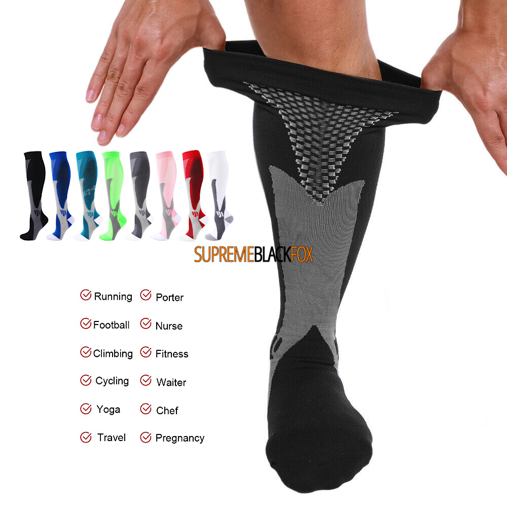 US Mens Compression Socks 20-30 mmhg Sports Knee High For Running Fitness Winter
