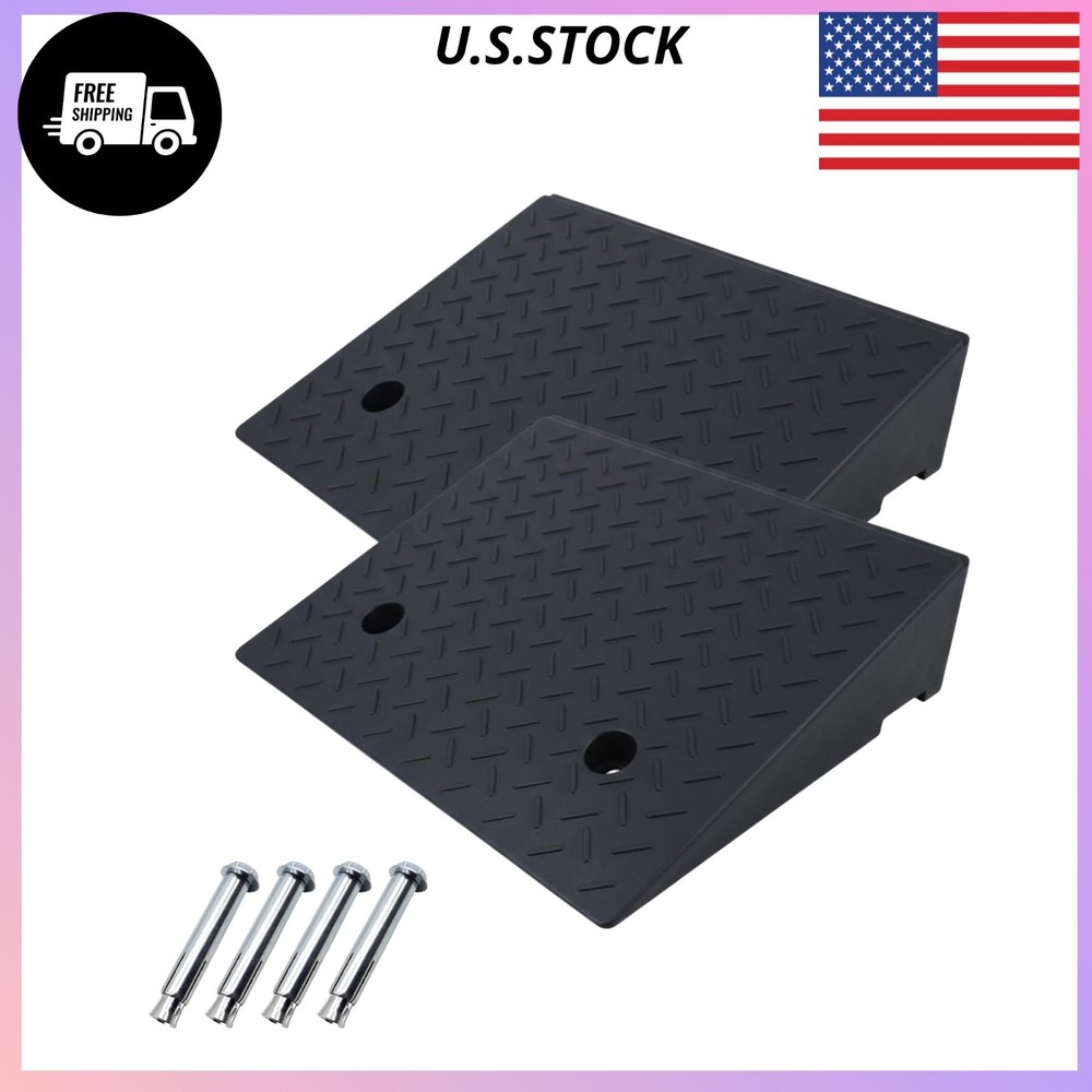 2 Pack 5in Rise Rubber Curb Ramp Heavy Duty 3 Ton Driveway Wheelchair Car
