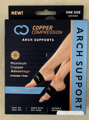Copper Compression Arch Support 1 Pair One Size Durable Reusable Black NEW