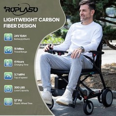 29lbs Ultra Lightweight Carbon Fiber Electric Wheelchair Foldable Power Mobility