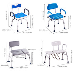 VEVOR Tub Transfer Bench Bathtub Shower Seat Adjustable 300-500LB w/ Backrest