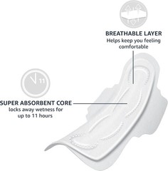 Amazon Basics Thick Maxi Pads with Wings for Periods, Extra Heavy Overnight Abso