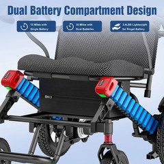 Foldable Electric Wheelchair for Adults 20.3″ Wide Seat Airline Approved 15 Mile