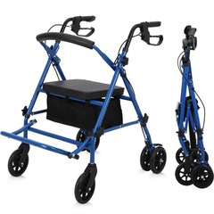 2-in-1 Rollator &Transport Chair Folding Wheelchair Walker Combo w/ Hand Brakes