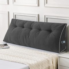 Headboard Pillow Triangular Wedge Pillow Headboard, Wedge Queen Dark Grey