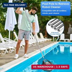 succulentlovers Pool Retrieval Hook with 70 Inch Adjustable Stainless Pole, Deta
