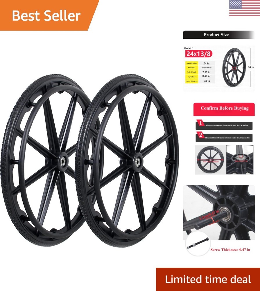 High-Quality 24-Inch Wheelchair Replacement Wheels – Durable Nylon Construction