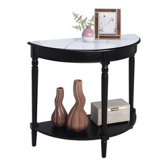 Convenience Concepts French Country Half-Round Entryway Table Shelf White Faux