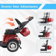 4-Wheel Heavy Duty Mobility Scooters All Terrain 800W for Senior & Adult 500lbs