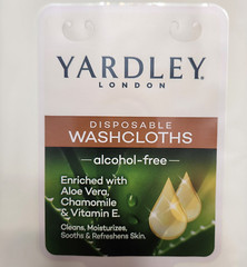 4 Yardley of London 18 Large Disposable Washcloths/Wipes Aloe Chamomile
