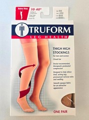 LOT OF 3 Truform Leg Health Thigh High Stockings Men & Women LARGE 30-40 Beige
