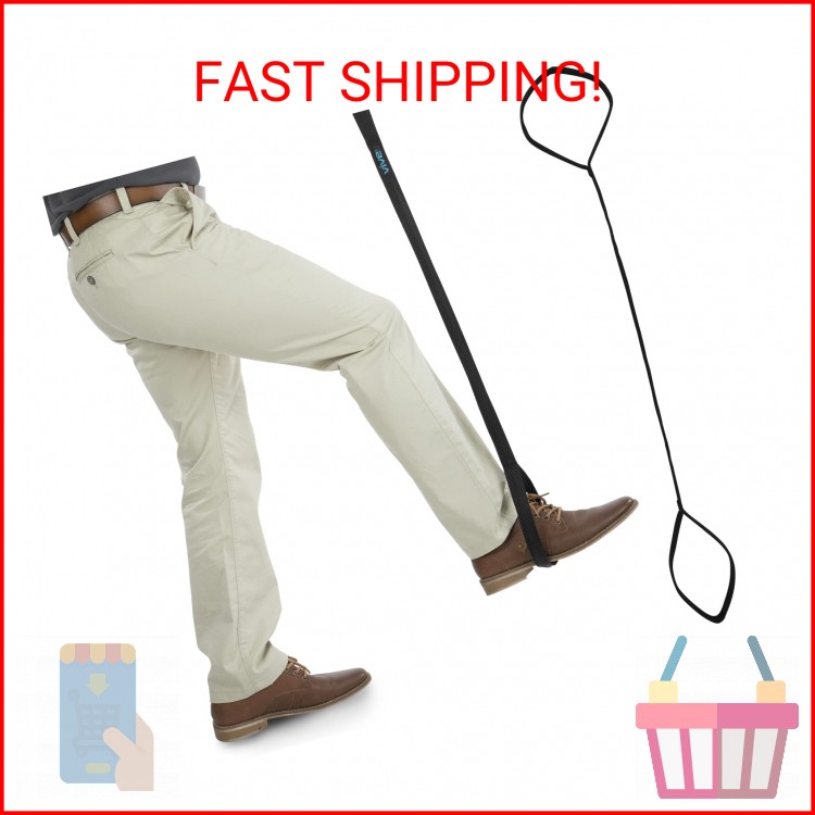 Vive Leg Lifter Strap (44 Inch) – Rigid Foot Loop, Hand Grip for Adult, Senior,